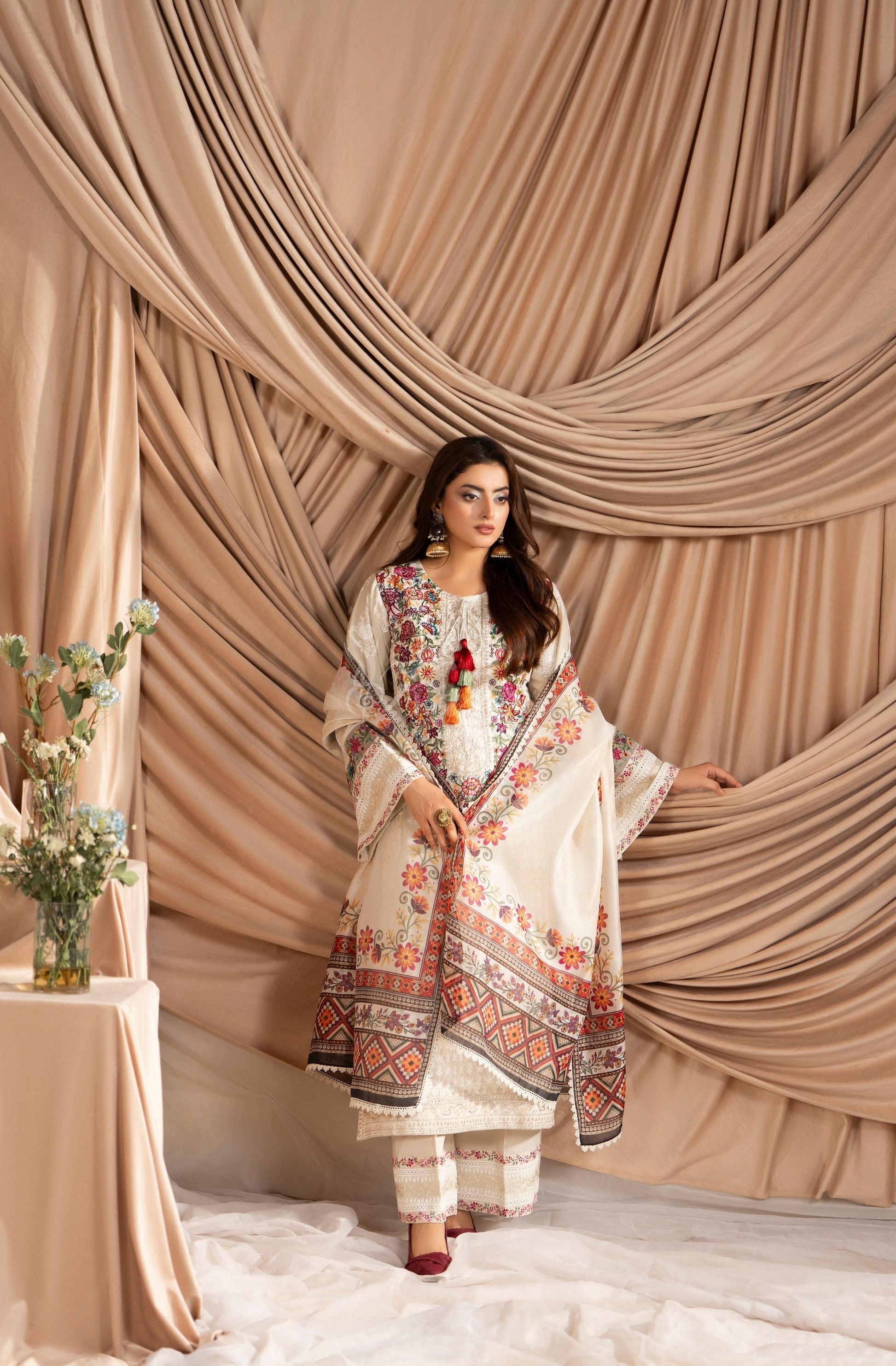 WARM BEIGE - Front view with dupatta