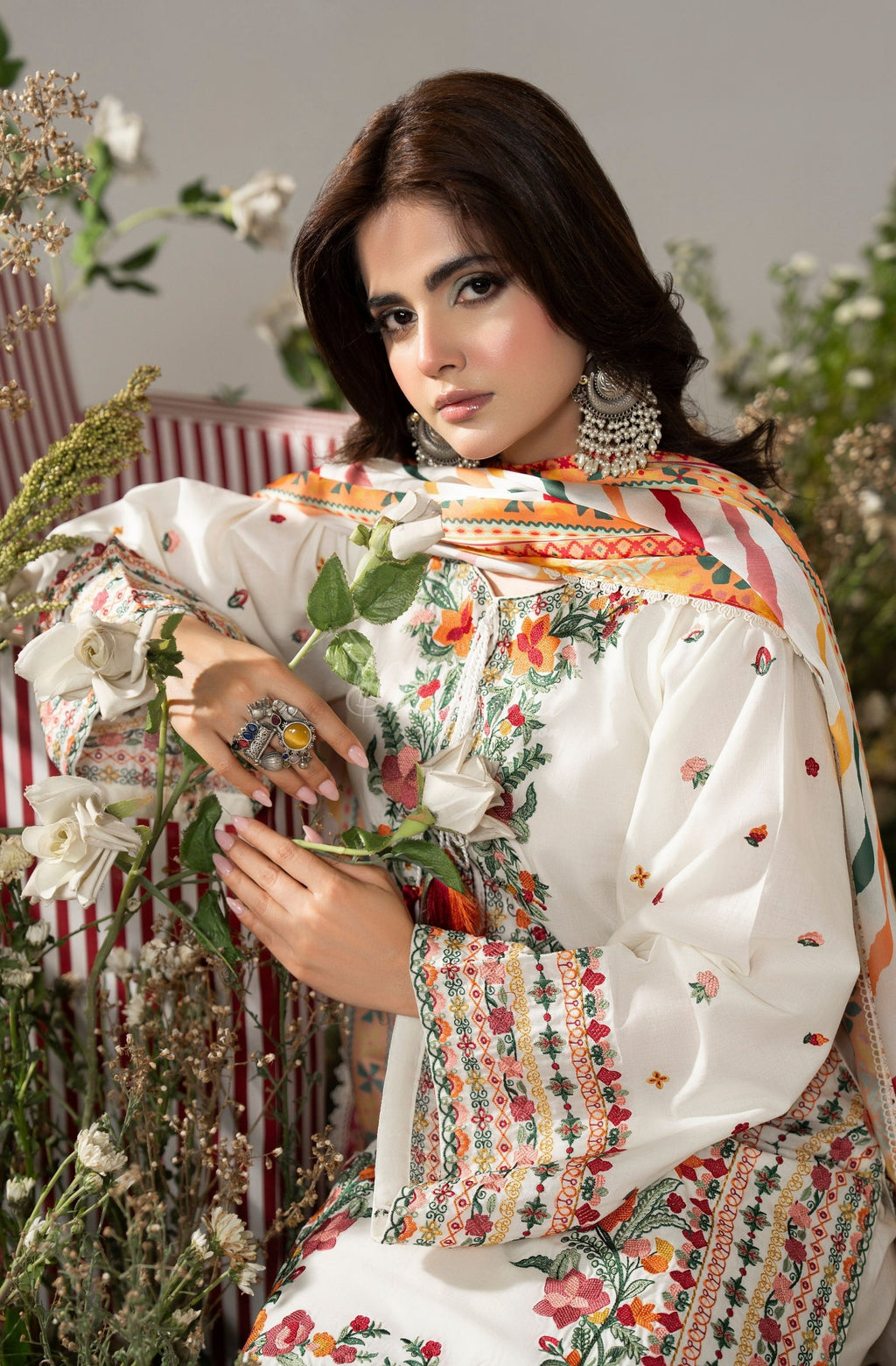 WARM CREAM back view with dupatta