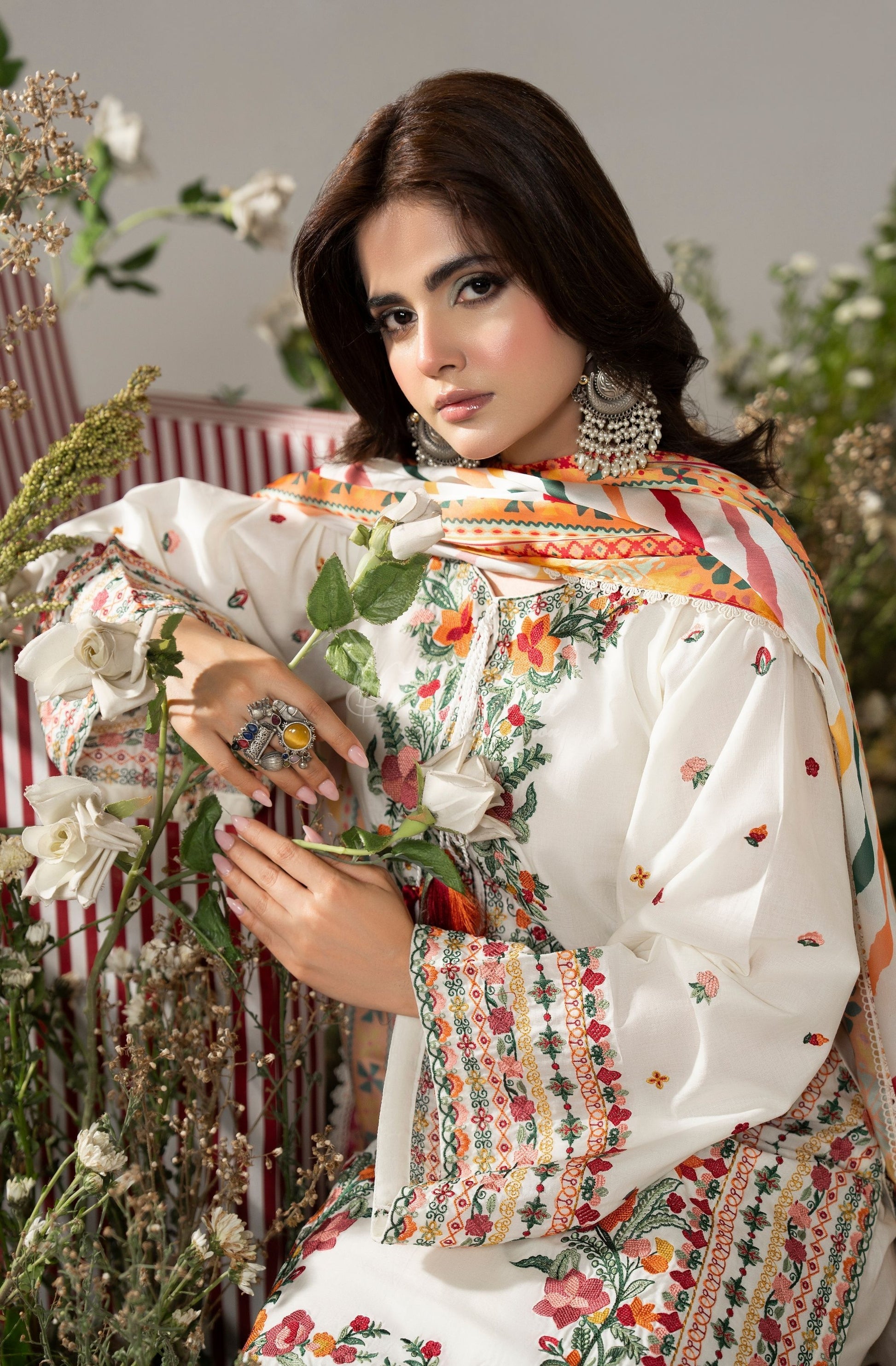 WARM CREAM back view with dupatta