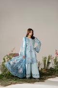MUTED BLUE - Neckline embroidery detail