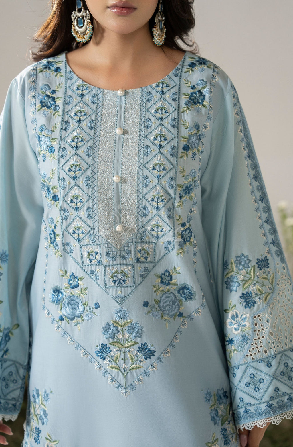 MUTED BLUE - Model with dupatta front