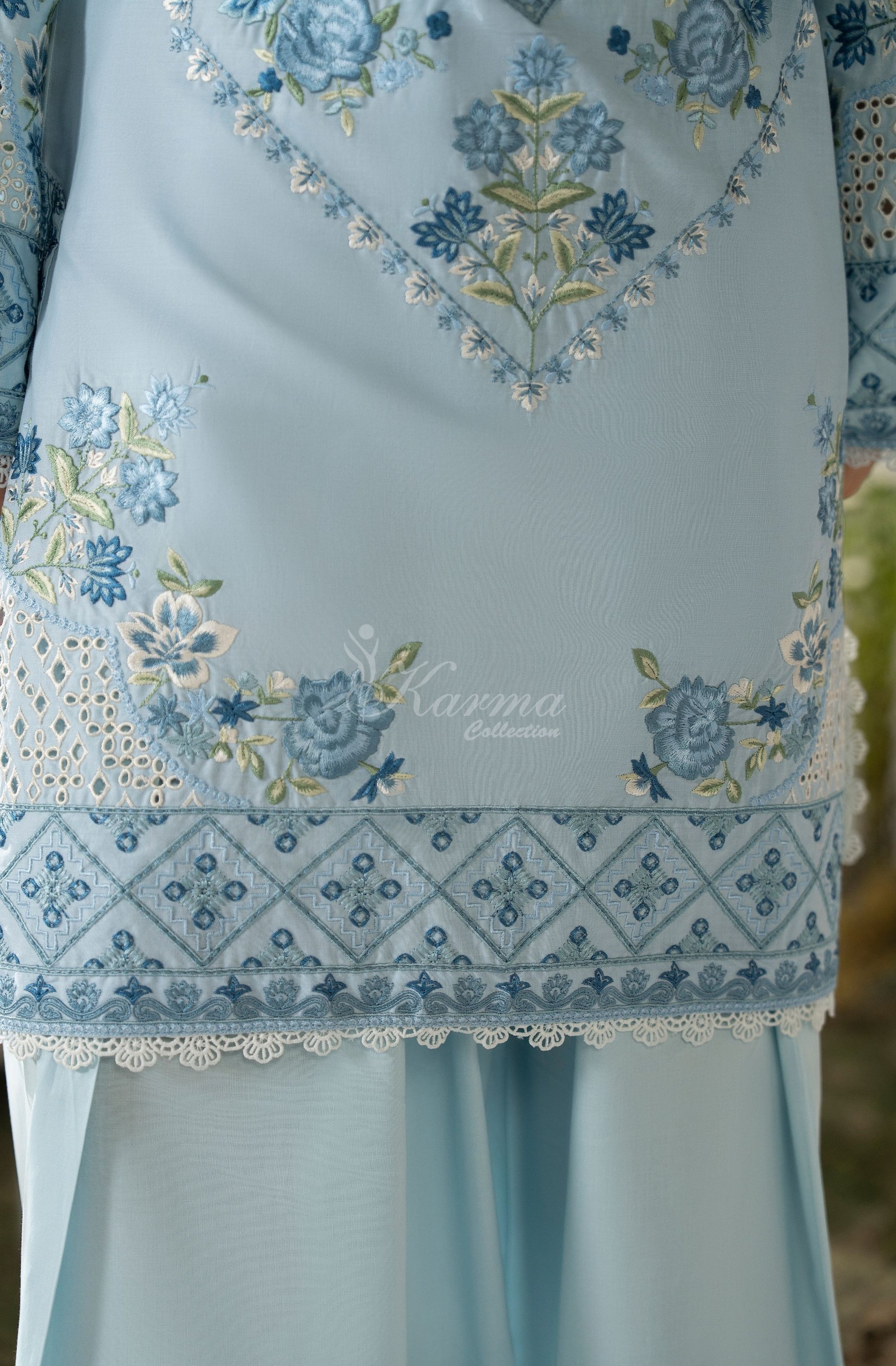 MUTED BLUE - Model with dupatta side