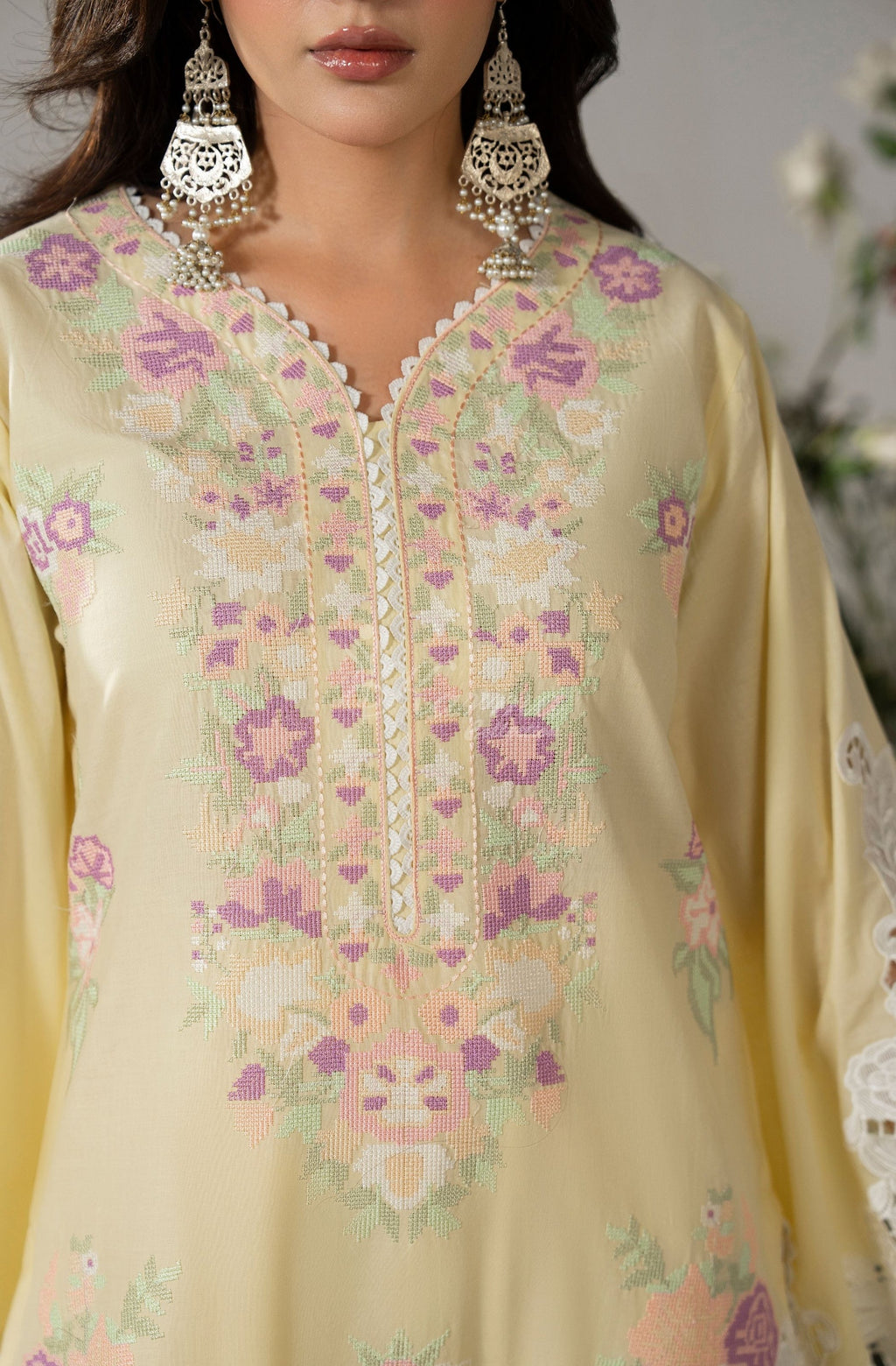 CREAMY YELLOW full front view with dupatta