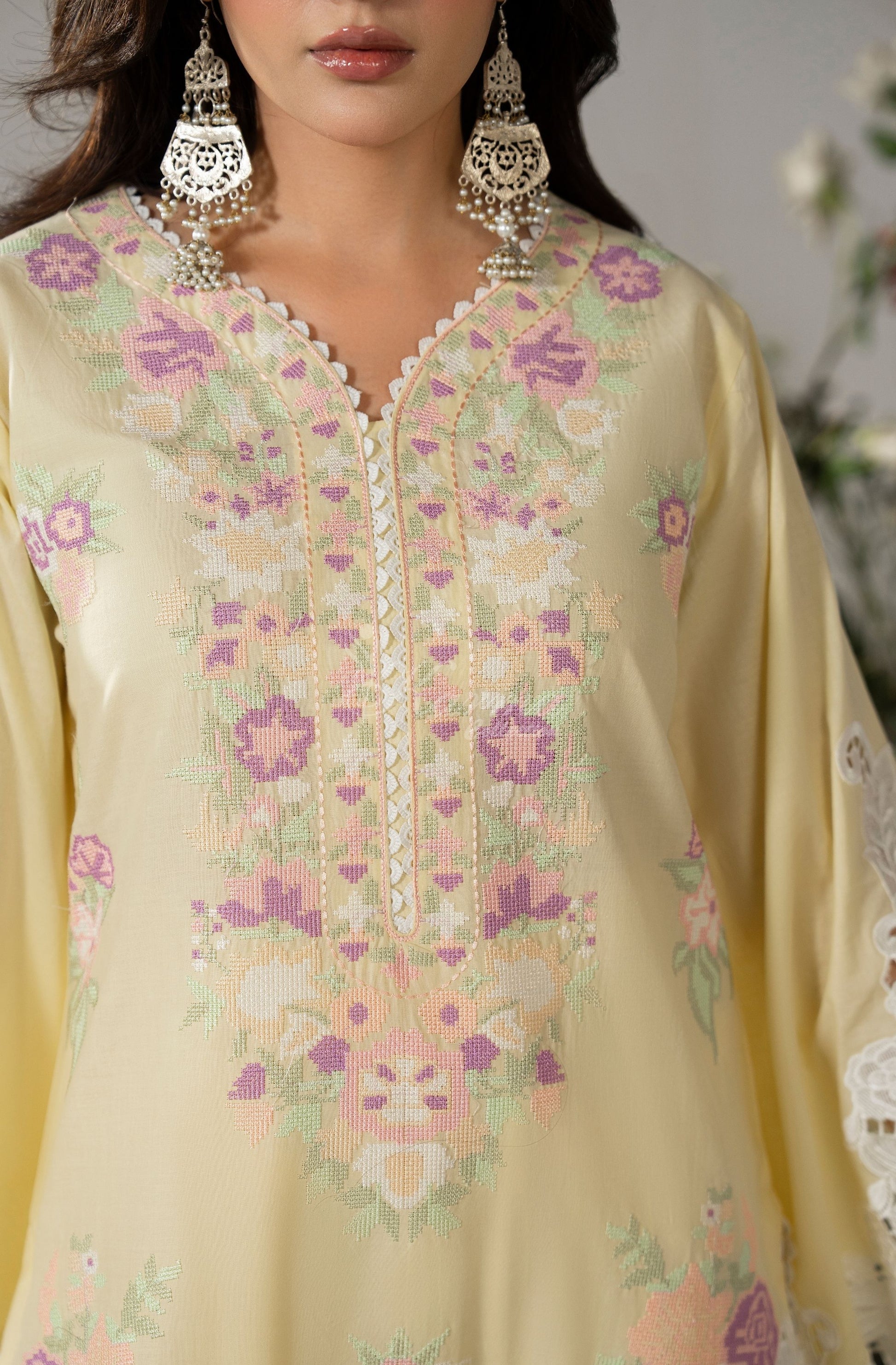 CREAMY YELLOW full front view with dupatta