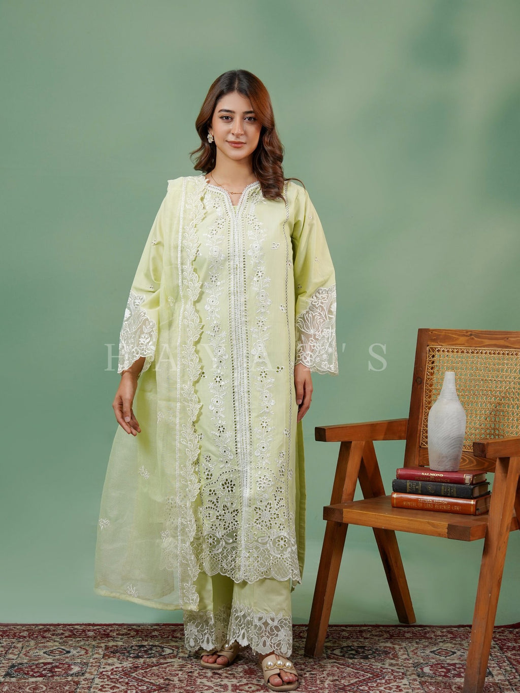 Pale Olive Husn e Hayat - Front View