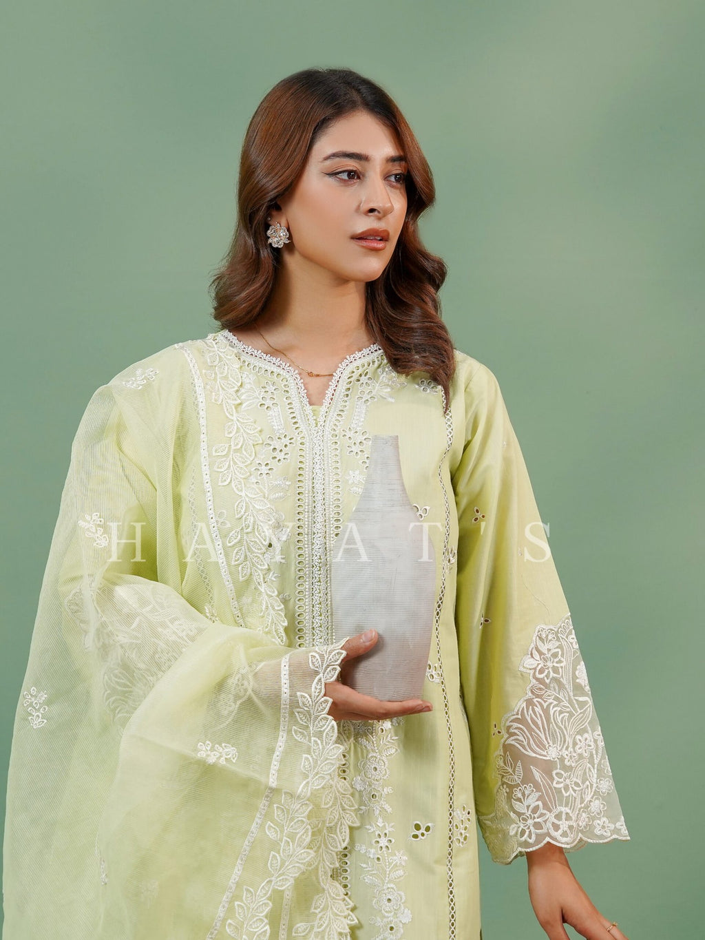 Pale Olive Husn e Hayat - Close Up