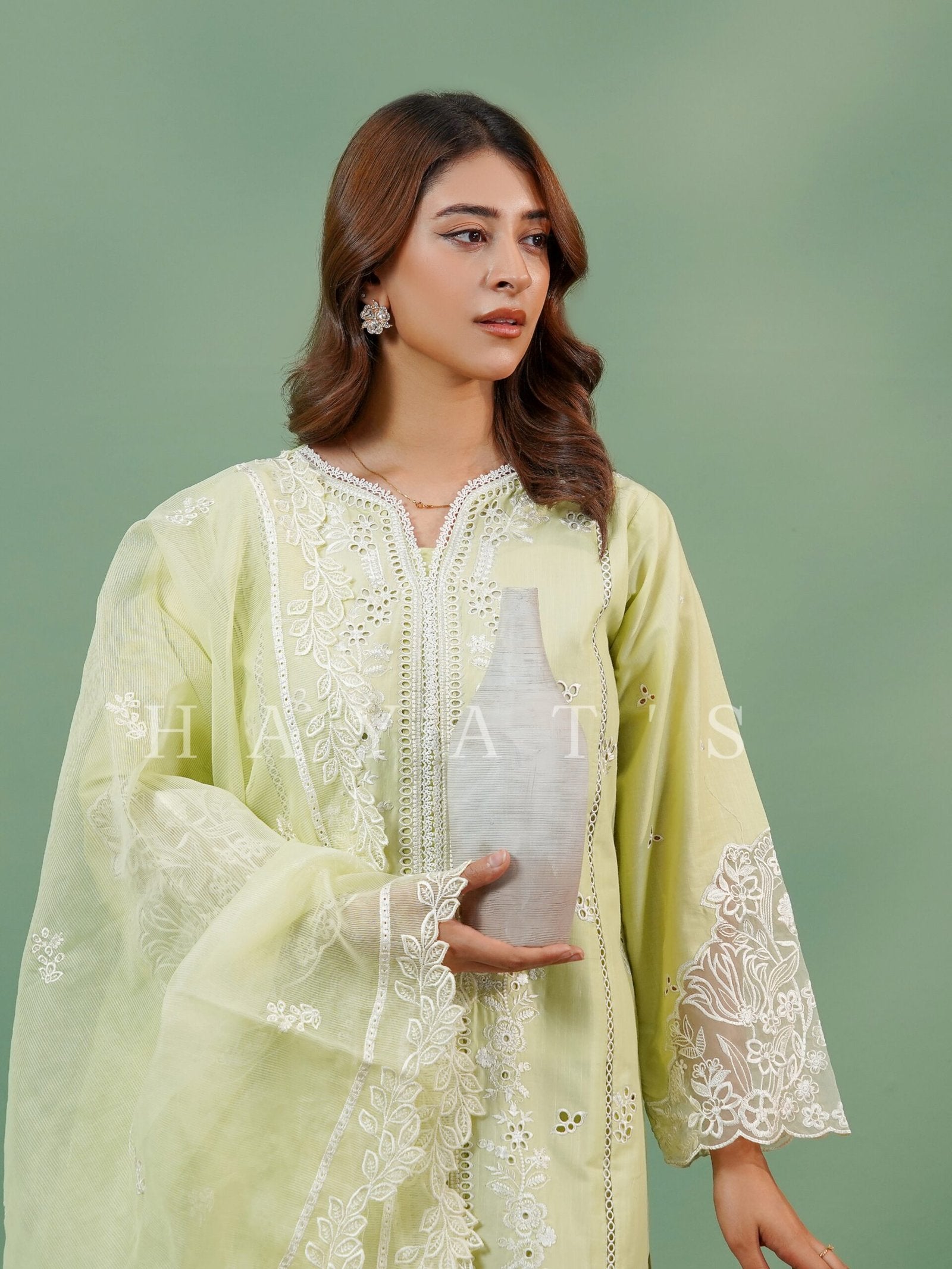 Pale Olive Husn e Hayat - Close Up