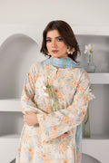 Zeenat PRET Ivory Peach - Close up neckline lace detail