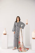 Zeenat PRET Black & White - Full outfit front view with dupatta