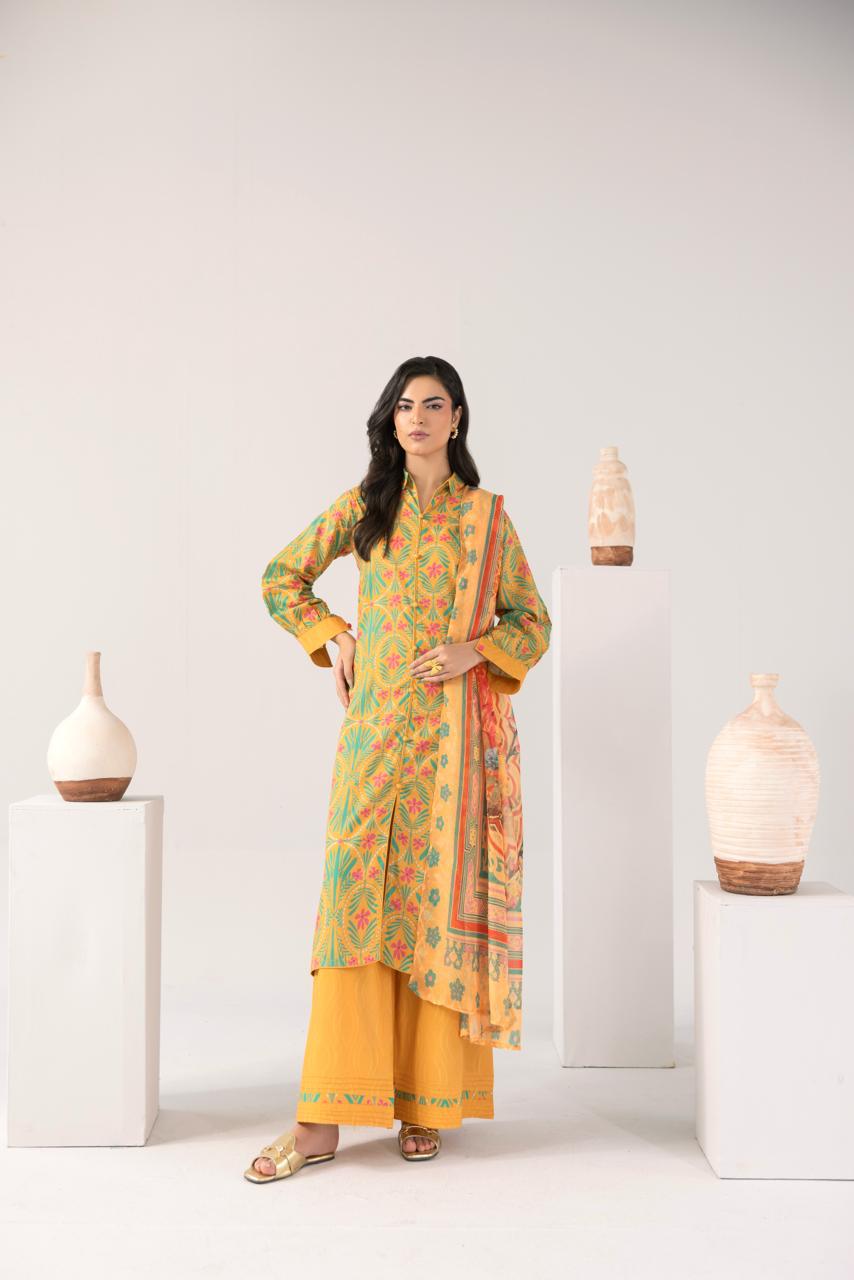 Zeenat PRET Mustard Yellow - Full outfit with dupatta standing