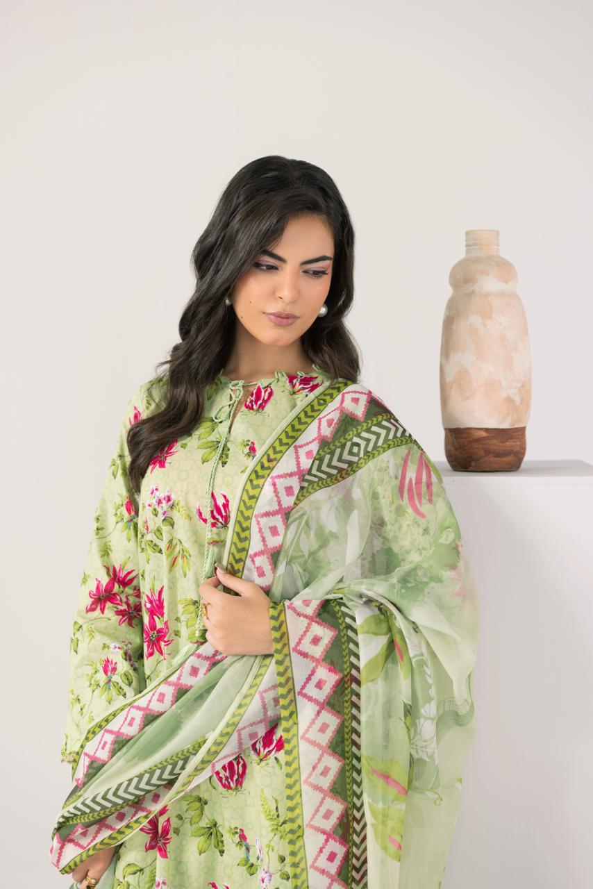Zeenat PRET Mint Green - Close up dupatta border detail